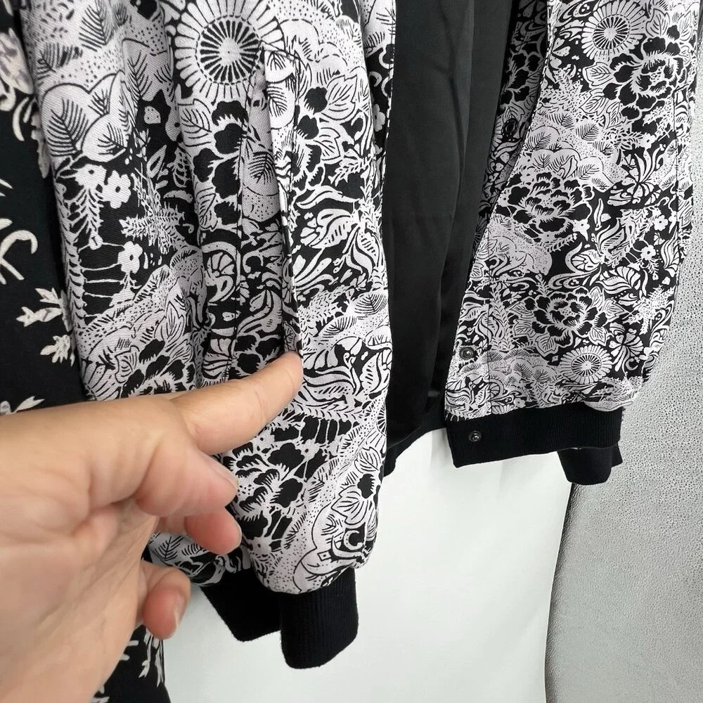 Free People Bomber Jacket Floral Size S Snap Button Pockets Feminine Boho Retro